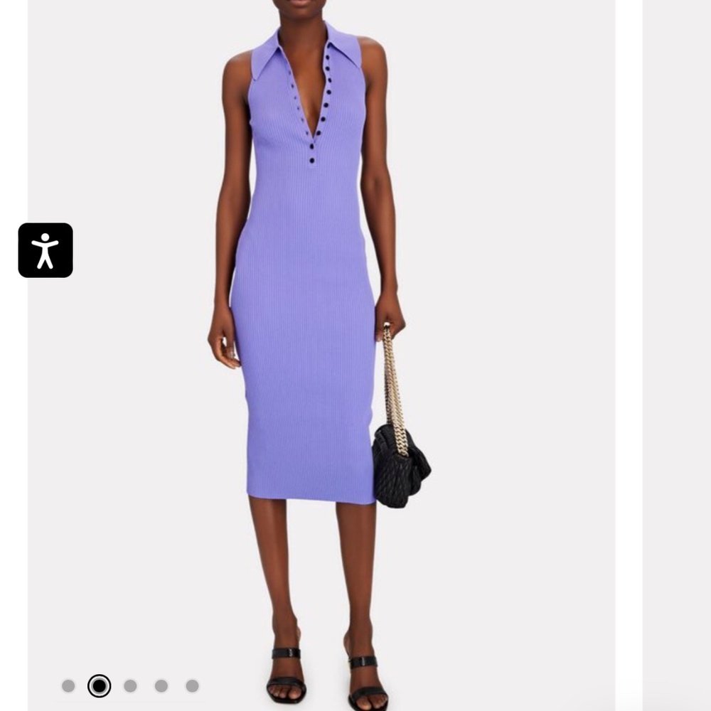 ALC Asher Rib Knit Polo Midi Dress Purple